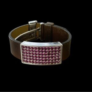 Vintage Swarovski Jelly Bracelet Adjustable Band Purple Crystals Stainless Steel